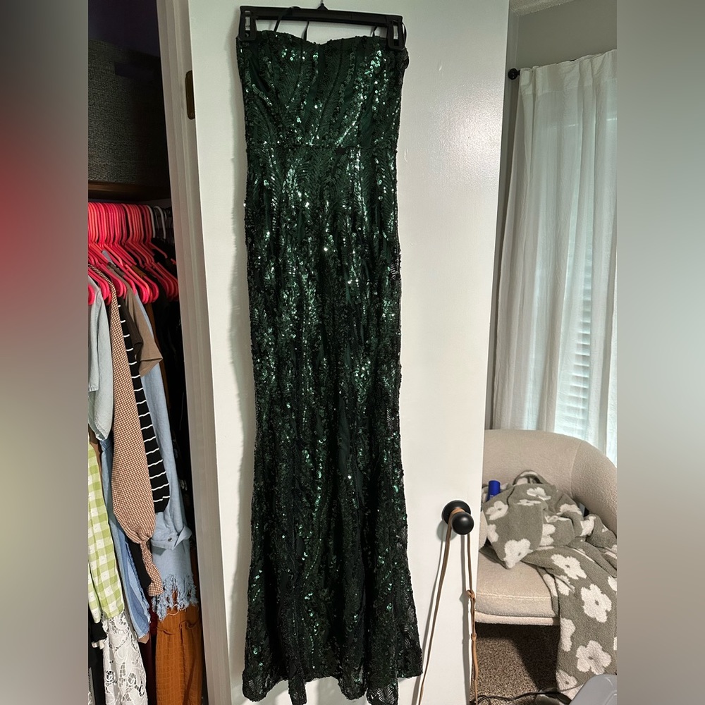 fashion nova emerald sequin mermaid gown